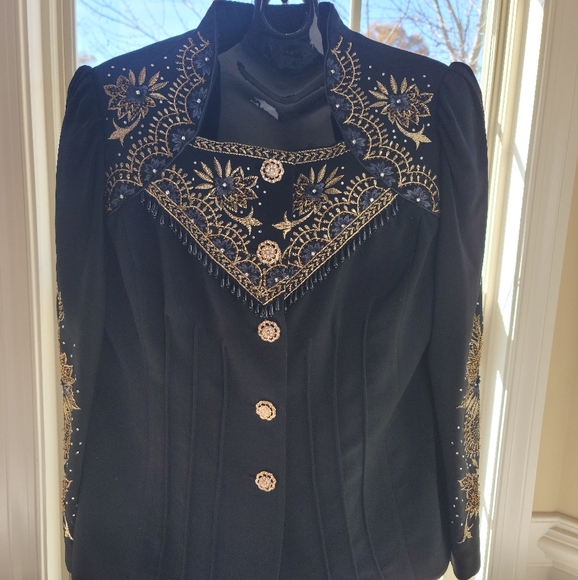 **Vintage*** Lisa Rene' rhinestone floral embroidered coat/jacket/blazer - Picture 6 of 15